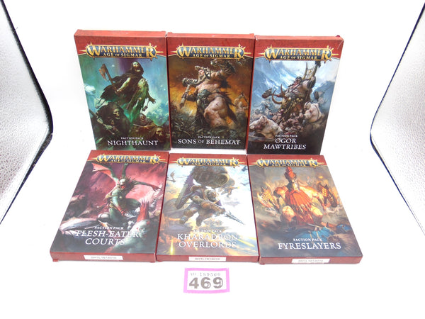 Faction Packs Nighthaunt, Sons of Behemat, Ogor Mawtribes, Flesh-Eater Courts, Kharadron Overlords & Fyreslayers