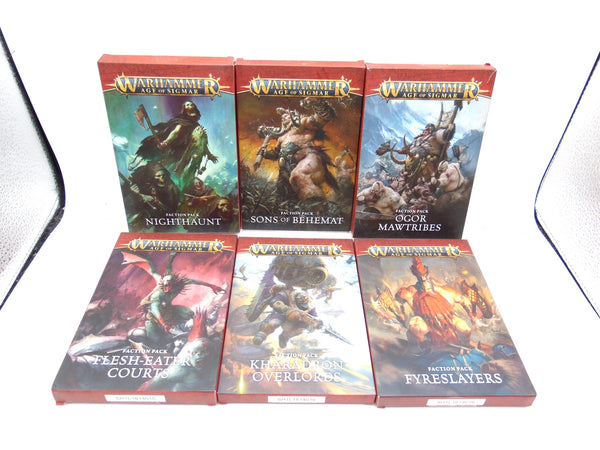 Faction Packs Nighthaunt, Sons of Behemat, Ogor Mawtribes, Flesh-Eater Courts, Kharadron Overlords & Fyreslayers