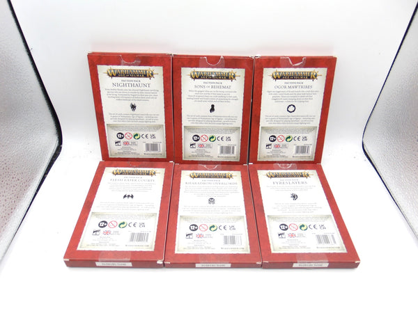 Faction Packs Nighthaunt, Sons of Behemat, Ogor Mawtribes, Flesh-Eater Courts, Kharadron Overlords & Fyreslayers