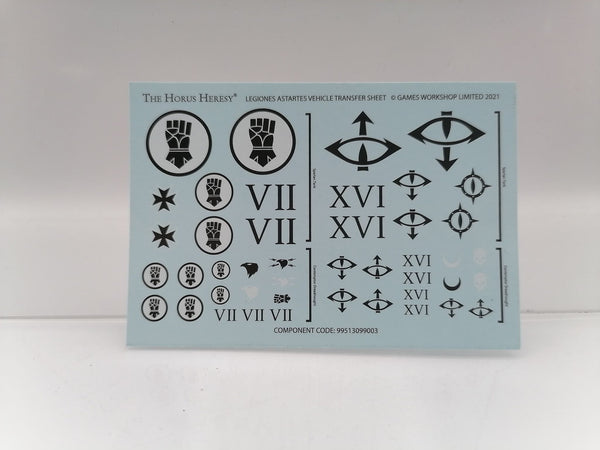 Horus Heresy Vehicle Transfer Sheet