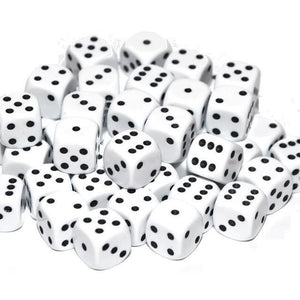 12mm Opaque White Dice D6 x 50