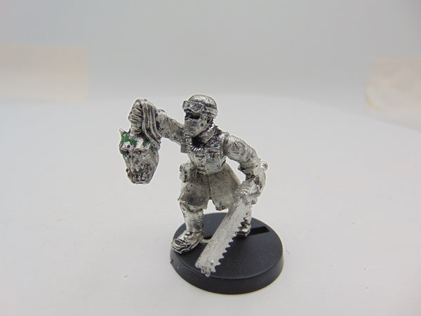Steel Legion Sergeant with Chainsword & Ork Head