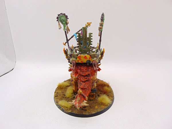 Skink Priest on Stegadon