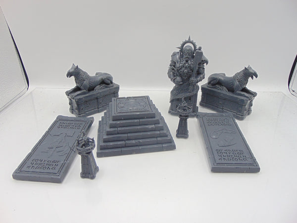 Gryph-Hound Statues & Timeworn Ruins Statue and Braziers