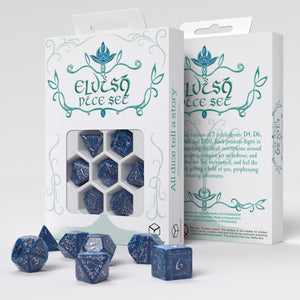 Elvish Cobalt & Silver Dice Set