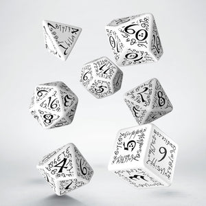 Elvish White & Black Dice Set (7)