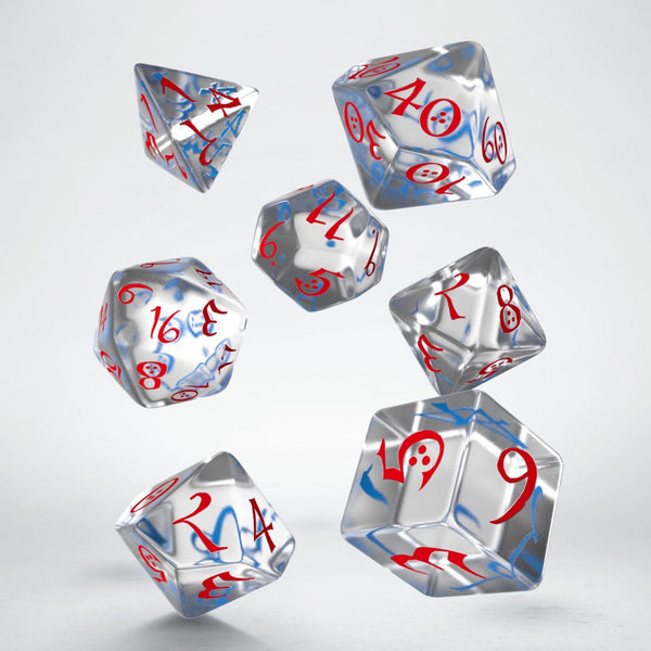 Classic RPG Translucent & Blue-Red Dice Set (7)