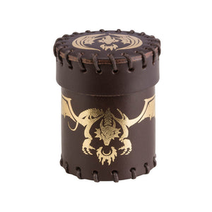 Flying Dragon Brown & Golden Leather Dice Cup