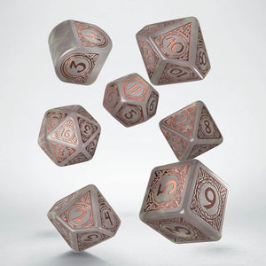 Q-Workshop Dragons Dice Set: Quartz – 7 Polyhedral RPG Dice In Misty Copper