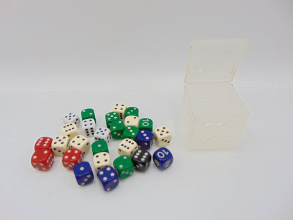 Assorted colours dice with cube