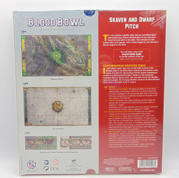 Blood Bowl Dwarf & Skaven Pitch – Double-sided Pitch and Dugouts Set